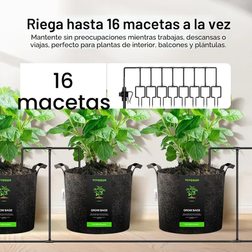 Miniatura 3 de VIVOSUN Kits de riego por goteo automático profesional, salida de 15 W, kit de cultivo profesional todo en uno, incluye bomba, temporizador