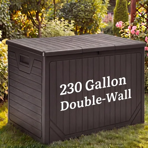 Miniatura 28 de YITAHOME Caja grande de resina de 100 galones, cajas de almacenamiento al aire libre para muebles de patio, cojines de exterior, herramientas