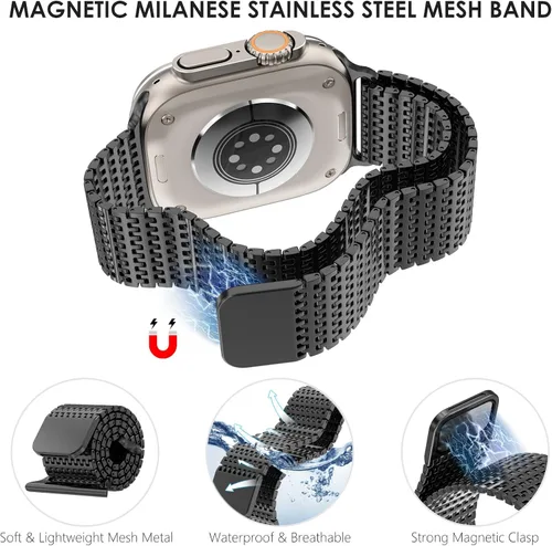 Miniatura 3 de WINGLE Correa de malla magnética para Apple Watch Band Ultra 3/2/1 de 1.929 in, 1.811 in, 1.772 in, 1.732 in, 1.654 in, 1.575 in, 1.614 in, 1.496