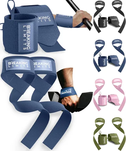 Miniatura 10 de Correas de gimnasio Breaking Limits Correas de levantamiento de peso para muñecas Paquete – Correas de levantamiento para entrenamiento