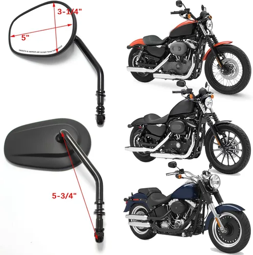 Miniatura 5 de Espejos retrovisores negros de 8 mm en forma de lágrima para motocicleta para Sportster XL 883 1200 Road King V-Rod Street Glide Electra Glide Dyna