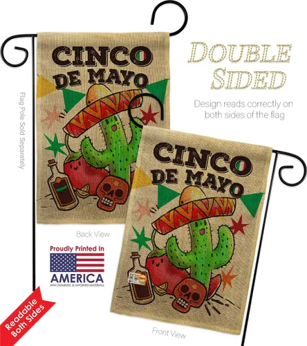 Miniatura 3 de Bandera de arpillera para jardín del Cinco de Mayo, fiesta de verano, cactus y piñata, sombrero para fiesta mexicana, pequeño regalo decorativo