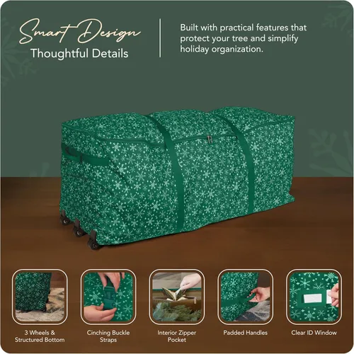 Miniatura 4 de Covermates Keepsakes Bolsa de almacenamiento con ruedas para árbol de Navidad – Almacenamiento navideño resistente de poliéster con ruedas, asas