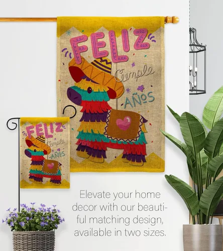 Miniatura 8 de Bandera de jardín de arpillera de Feliz Cumpleaños, regalo de pastel de cumpleaños, regalo de ramo de caramelos, ocasión de aniversario, fiesta