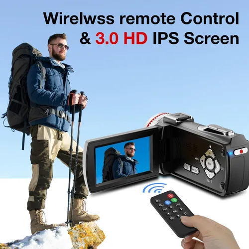 Miniatura 6 de Videocámara digital 4K, cámara dual de 64MP UHD Vlogging para YouTube, zoom digital 21X, cámara de vlog con micrófono externo, estabilizador