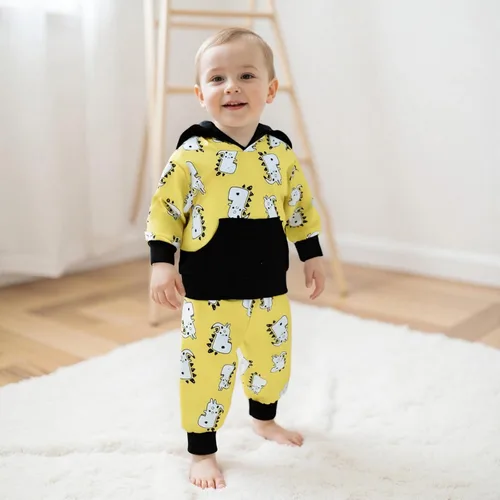 Miniatura 182 de Conjunto de ropa de otoño e invierno para bebé y niño, sudadera larga con capucha y pantalones para niños pequeños, 6, 12, 18, 24 meses, 2T