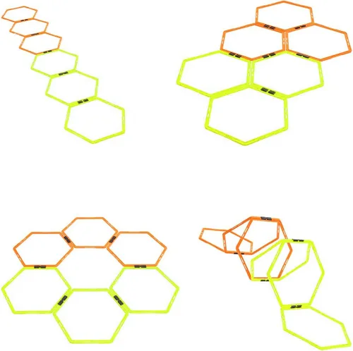 Miniatura 3 de Anillos hexagonales de agilidad para entrenamiento de velocidad y agilidad, entrenamiento de pies, escalera con bolsa de transporte (12 anillos)