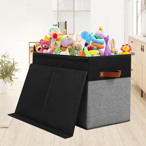 Miniatura 2 de Gowee Caja grande de almacenamiento de juguetes con tapa, cofre resistente organizador contenedor cesta de almacenamiento de juguetes con divisores