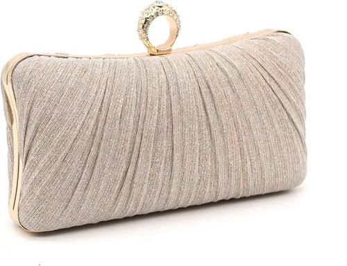 Miniatura 6 de Crbeqabe Bolso de mano con purpurina para mujer, bolso de noche plisado, bolso de noche para boda, fiesta, noche, monederos, embrague de noche