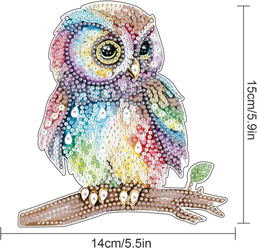 Miniatura 2 de Kit de Colgante de Pintura de Diamante de Búho de AiYuanzsh, 19 cm, Acrílico, Montaje en Pared, Manualidades de Mosaico, Decoración del Hogar