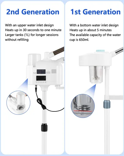 Miniatura 5 de Artist hand Vaporizador facial profesional 4 en 1, vaporizador facial caliente y frío con lámpara de aumento LED 5X, vaporizador esteticista