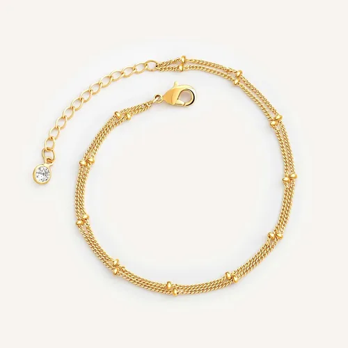 Miniatura 5 de MEVECCO Pulsera para mujer, chapada en oro de 14 quilates, cadena delicada, joyería simple, hecha a mano, minimalista para ella