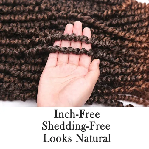 Miniatura 4 de Cabello Passion Twist – 8 pulgadas Passion Twist Crochet Hair para mujer, 8 paquetes de cabello rizado pretrenzado Passion Twists extensiones de T30.
