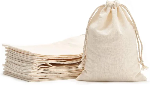 Miniatura 8 de Tendwarm Paquete de 20 bolsas de algodón con cordón de 3.9 x 5.9 pulgadas, reutilizables, bolsa de muselina para fiestas, bodas, almacenamiento