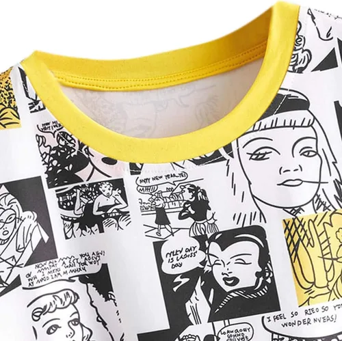 Miniatura 3 de SweatyRocks Camiseta corta de verano con estampado gráfico para mujer, manga corta, estilo casual