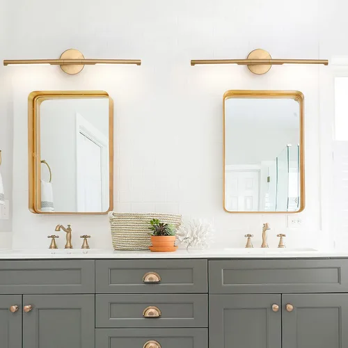 Miniatura 8 de Lámparas doradas para baño sobre espejo de 24 pulgadas, 18W 360° Giratorias Regulables 4000K Lámpara de Tocador LED de Latón, Luces de Tocador