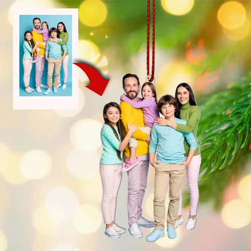 Adorno de Navidad familiar personalizado para árbol de Navidad, adorno de foto familiar - Impresión opcional de doble cara - Adorno colgante para