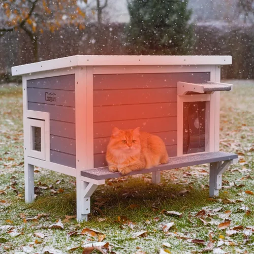 Miniatura 8 de GEGURI - Casa de gatos al aire libre, refugio resistente a la intemperie para gatos ferales para el invierno