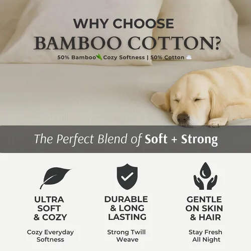Miniatura 2 de BedVoyage Cozy Sheets Queen - Juego de sábanas de 50% viscosa de bambú y 50% mezcla de algodón, ropa de cama suave y transpirable, bolsillo profundo