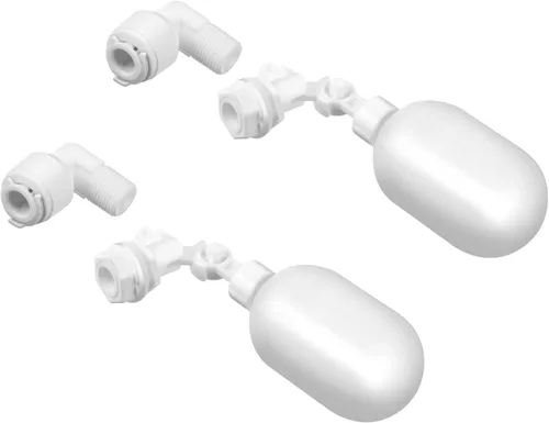Mudder Paquete de 2 válvulas de bola de flotación de 1/4 de pulgada de plástico ajustable para estanques, tanque de agua, bomba, canal, acuarios,