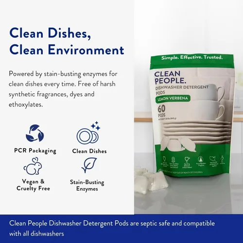 Miniatura 5 de The Clean People Cápsulas para lavavajillas – Corta la grasa y enjuaga con brillo reluciente – Sin residuos – Cápsulas para lavavajillas sin