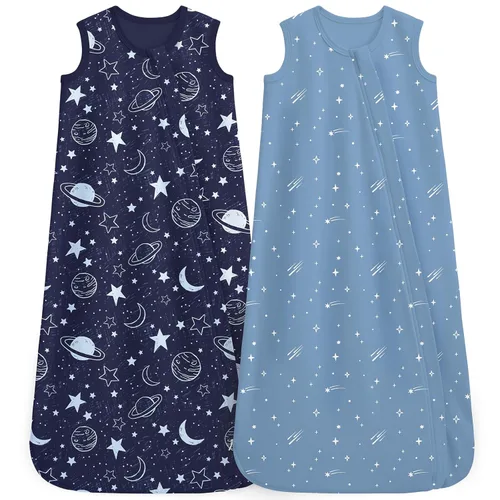 Miniatura 19 de Unnivoll - Saco de dormir para bebé de 18 a 24 meses, paquete de 3 unidades, 100 % de algodón, ligero, con un TOG de 0.5, manta portátil para bebé