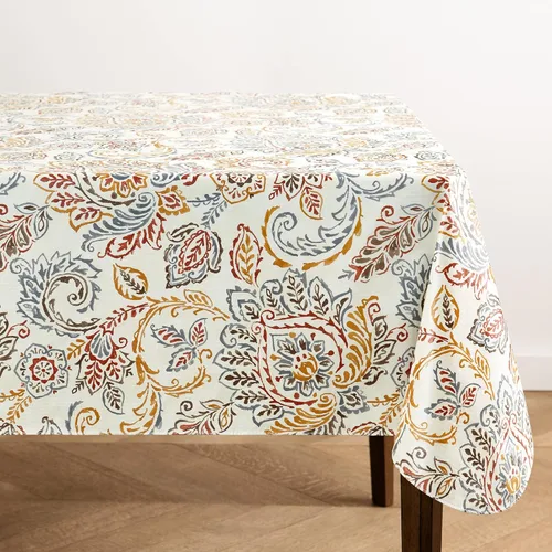 Miniatura 8 de Elrene Home Fashions Ava - Mantel de vinilo jacobeo floral resistente al agua y a las manchas con reverso de franela, 70 x 70 pulgadas, redondo