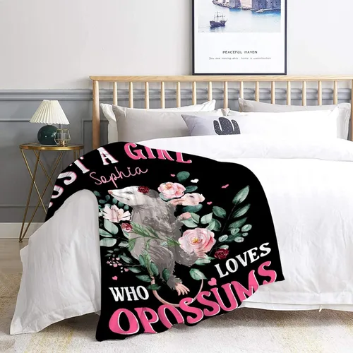 Miniatura 6 de Manta de zarigüeya personalizada Regalo ultrasuave de «Just A Girl Who Loves Opossums» para niñas, decoración divertida para el hogar de animales