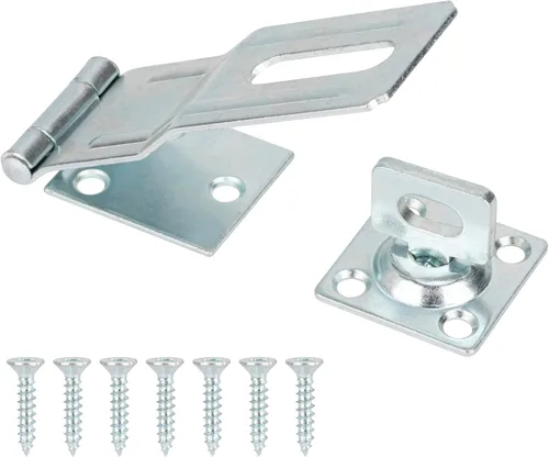 Cerrajos de seguridad con pasador giratorio de 4-1/2", con cierre de candado para puerta de puerta, puerta de reja, gabinete, en zinc bañado Plateado