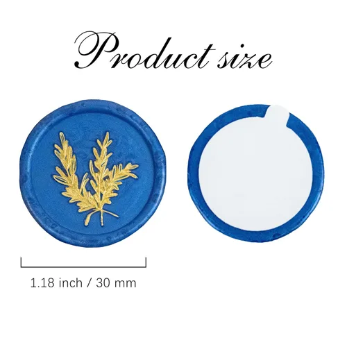 Miniatura 2 de 25 calcomanías de sello de cera dorada y azul hechas a mano, sellos autoadhesivos de cera para sobres para invitaciones de fiesta de boda, sobres