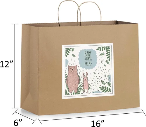 Miniatura 2 de Eupako Bolsas de papel de 16 x 6 x 12 pulgadas, bolsas de papel grandes marrones con asas a granel, bolsas de comestibles Kraft, bolsas de compras