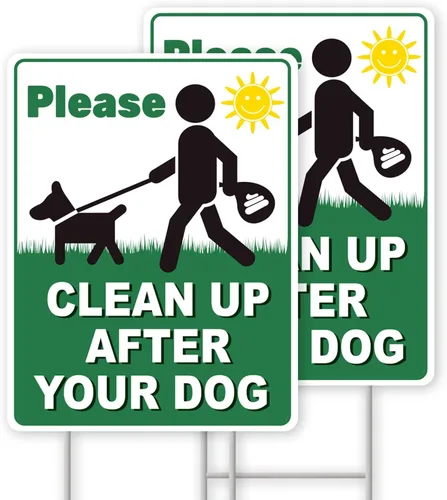 Miniatura 11 de Señales de cuidado con el perro, paquete de 2 carteles de 33x25 cm doble cara, plástico corrugado, estacas de metal en H, señales de perro
