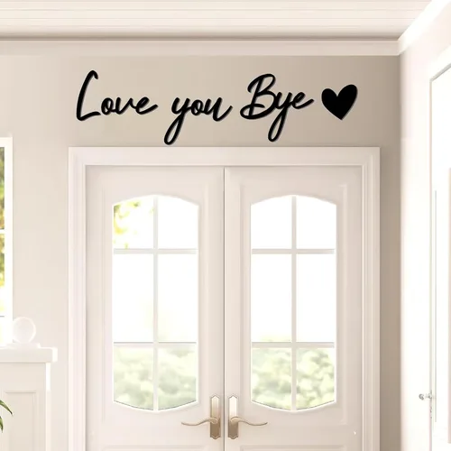 Miniatura 2 de Letrero con texto en inglés "Love You Bye", decoración de madera sobre la puerta, calcomanías de decoración para el día de San Valentín, calcomanías
