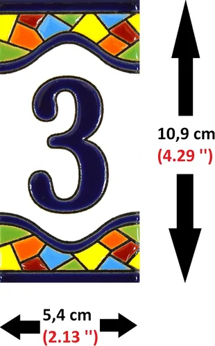 Miniatura 2 de Números de casa 4 pulgadas. Azulejos de números de casa pintados a mano para letreros, direcciones y nombres. Números de dirección para casas.