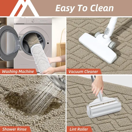 Miniatura 6 de COSY HOMEER Tapete de cocina antideslizantes, absorbentes para el piso, alfombra de cocina lavable, tapete de pie para fregadero, alfombra de Beige