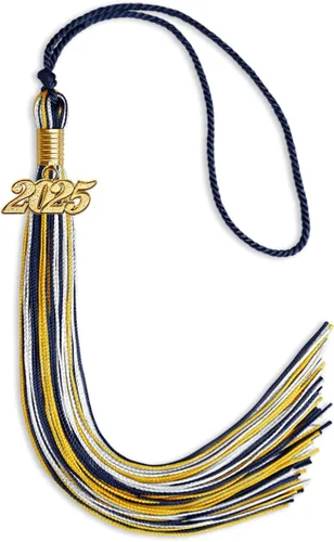 Miniatura 141 de Endea Graduation Borla mixta de triple color con gota de fecha dorada (negro/dorado/blanco, 2021)