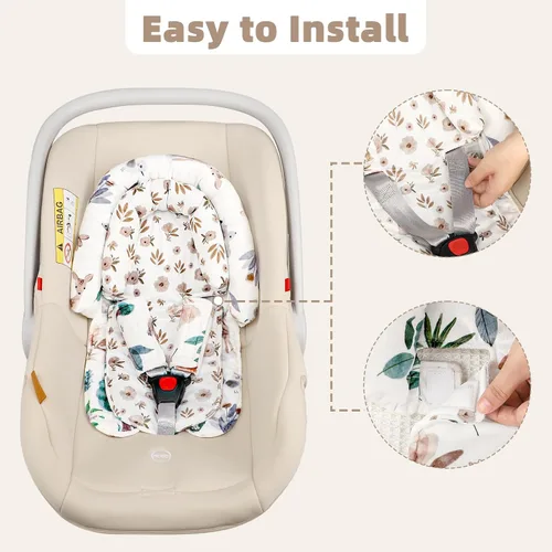 Miniatura 6 de Inserto de asiento de automóvil infantil 2 en 1, inserto mejorado para asiento de automóvil recién nacido, transpirable y suave, soporte