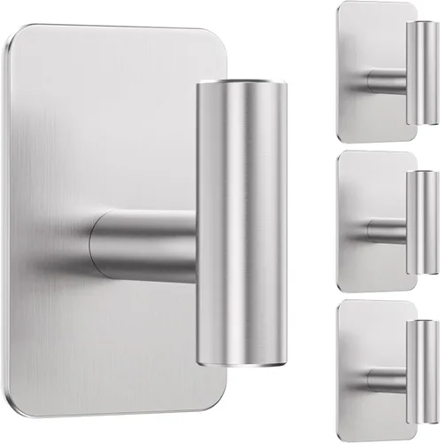Miniatura 11 de Ganchos Autoadhesivos de Servicio Pesado – 26 libras máximo, ganchos de pared adhesivos de acero inoxidable para colgar toallas, abrigos, batas