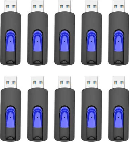 Miniatura 8 de JUANWE Paquete de 2 unidades flash USB de 128 GB, unidad flash USB 3.0 retráctil deslizante, memoria USB portátil con orificio para cordón, unidad 2