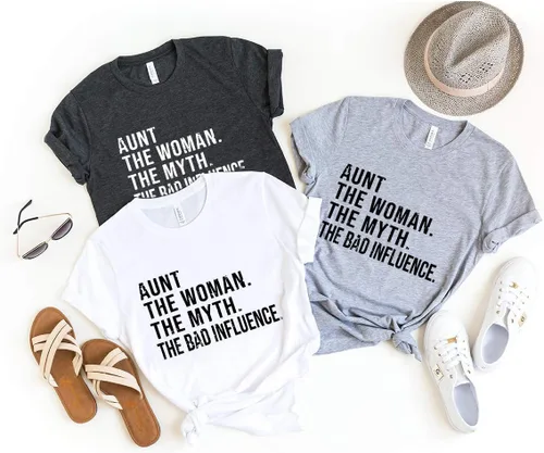 Miniatura 3 de Funny Aunt T-Shirt, Aunt T shirt, Best Auntie Ever Tee, Auntie Tee, Aunt Gift, Gift For Aunt, Aunt The Women The Myth The Bad Influence Shirt