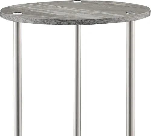 Miniatura 5 de Convenience Concepts Designs2Go No Tools - Mesa auxiliar redonda de 2 niveles, mármol gris sintético/cromo