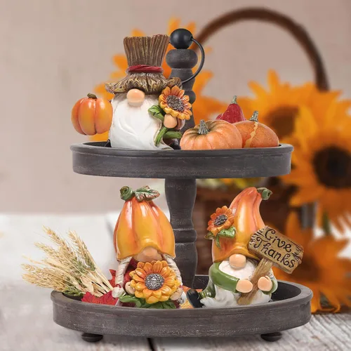 Miniatura 4 de Hodao 3 gnomos de calabaza de Acción de Gracias, hechos a mano, elfo sueco Tomte para decoración de otoño, regalo de decoración de Acción