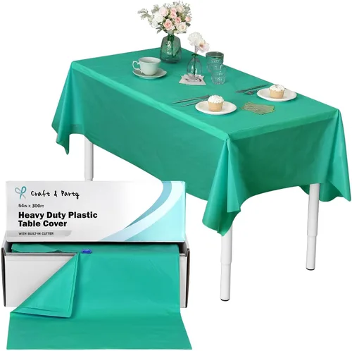 Miniatura 190 de Rollo de plástico para cubierta de mesa color verde manzana, 40 pulgadas x 100 pies, rollo de plástico resistente para cubierta de mesa de banquetes