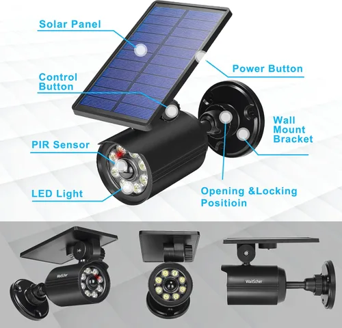Miniatura 6 de Luces solares con sensor de movimiento para exteriores, IP67, impermeable, 360°, giratorio, energía solar, luces de inundación para graneros