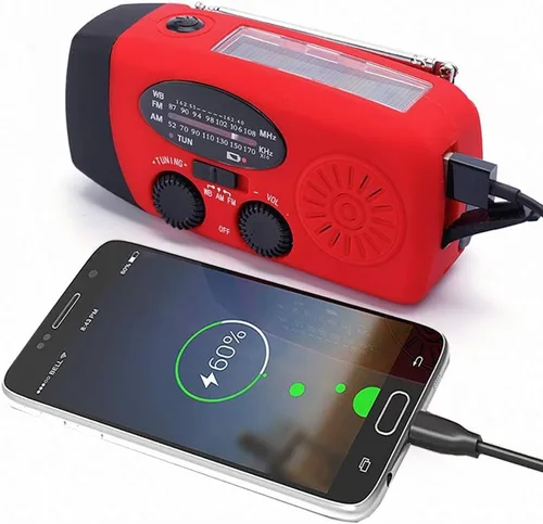 Miniatura 3 de Radio meteorológica FM/AM/NOAA con manivela autoalimentada por energía solar, portátil, mini, de emergencia y supervivencia con linterna LED súper