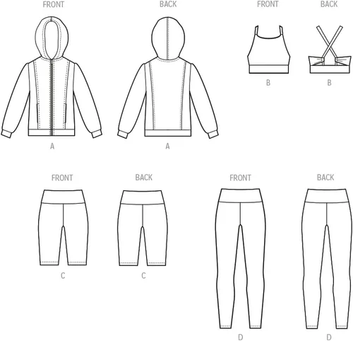 Miniatura 3 de McCall's M8374A - Chaqueta de punto atlética para niñas, top recortado y kit de patrón de costura de leggings, código M8374, tallas S-M-L