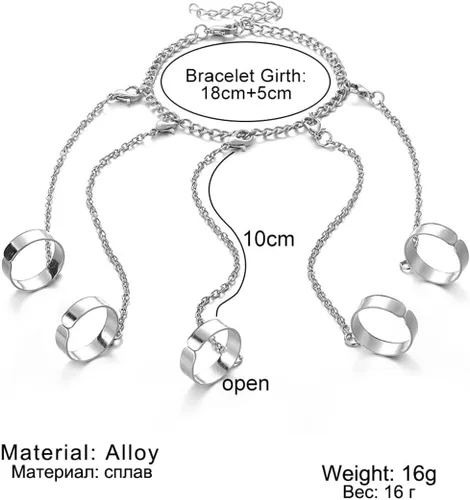 Miniatura 7 de Pulsera de cadena punk para mujer, ajustable, gótico, genial, apilable, arnés de mano, anillos de cadena, pulsera Eboy Egirls Hiphop Rock