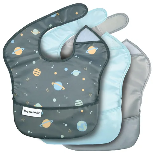 Miniatura 25 de Tiny Twinkle Baberos a prueba de derrames para bebés para comer Baberos impermeables y lavables para niños pequeños con bolsillo para todo Juego