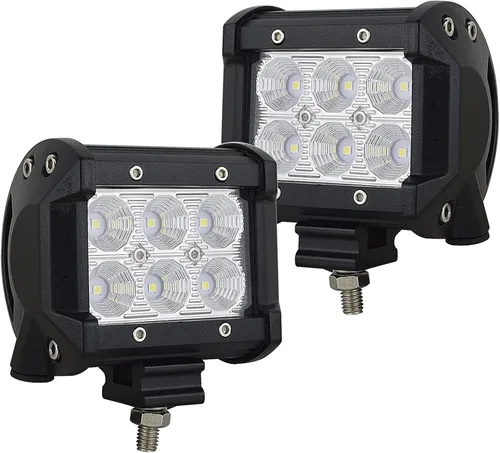 AUXTINGS Barra de luces de trabajo LED de 4 pulgadas, 18 W, con haz de expansión (flood) y proyectores antiniebla para vehículos todoterreno,