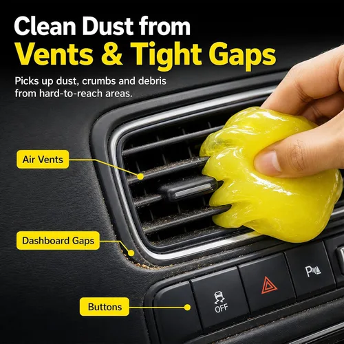 Miniatura 2 de TeSabMi Gel de limpieza de coche 5.64 oz – Limo de polvo reutilizable para rejillas de ventilación de coche, teclado/consola, masilla limpiadora